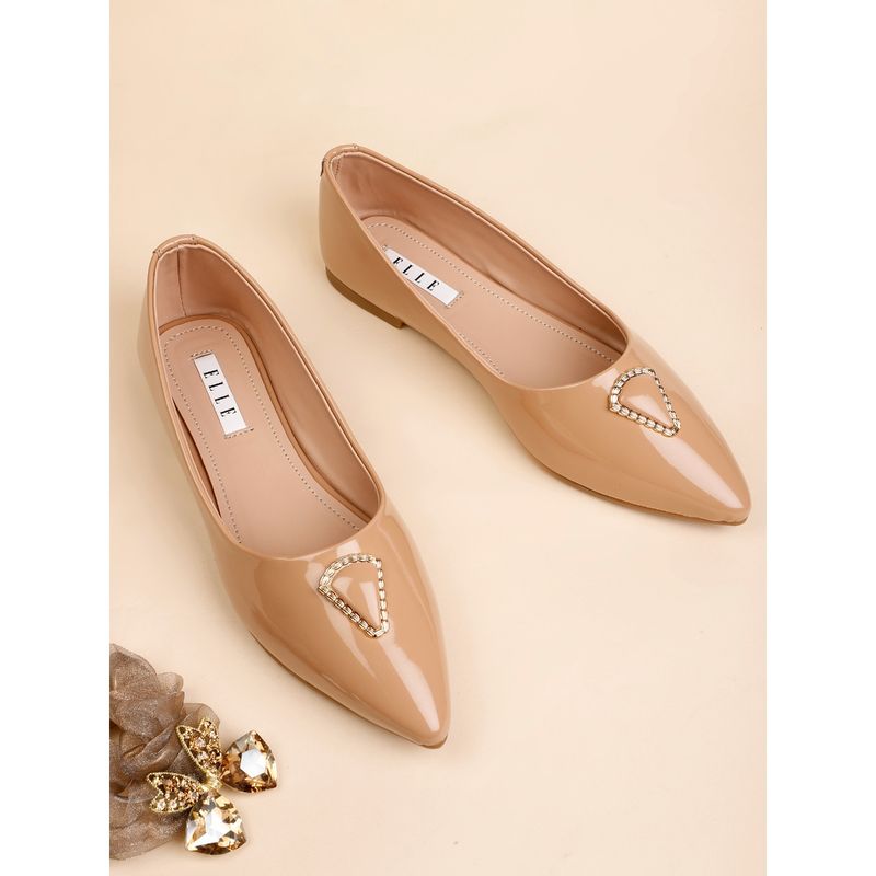ELLE Beige Women Slip On Ballerinas (EURO 36)
