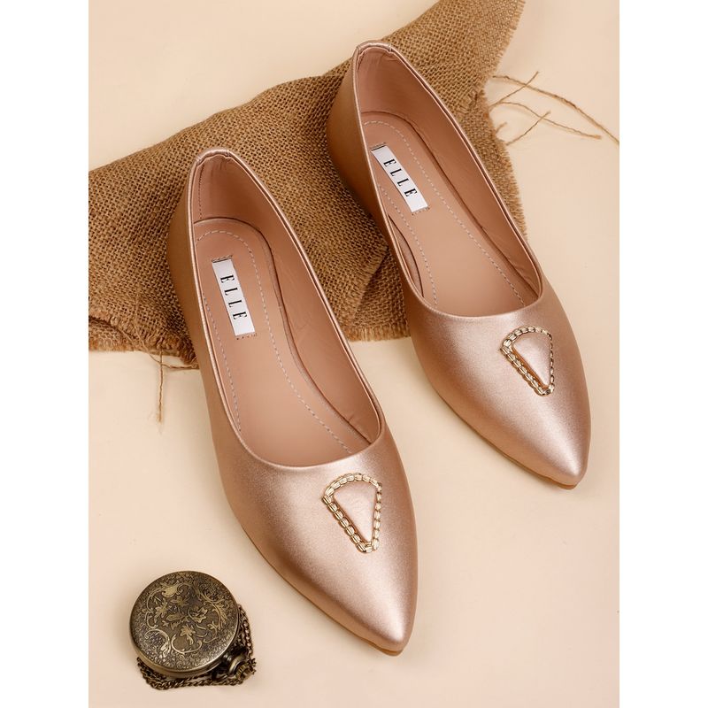 ELLE Rose Gold Women Slip On Ballerinas (EURO 36)