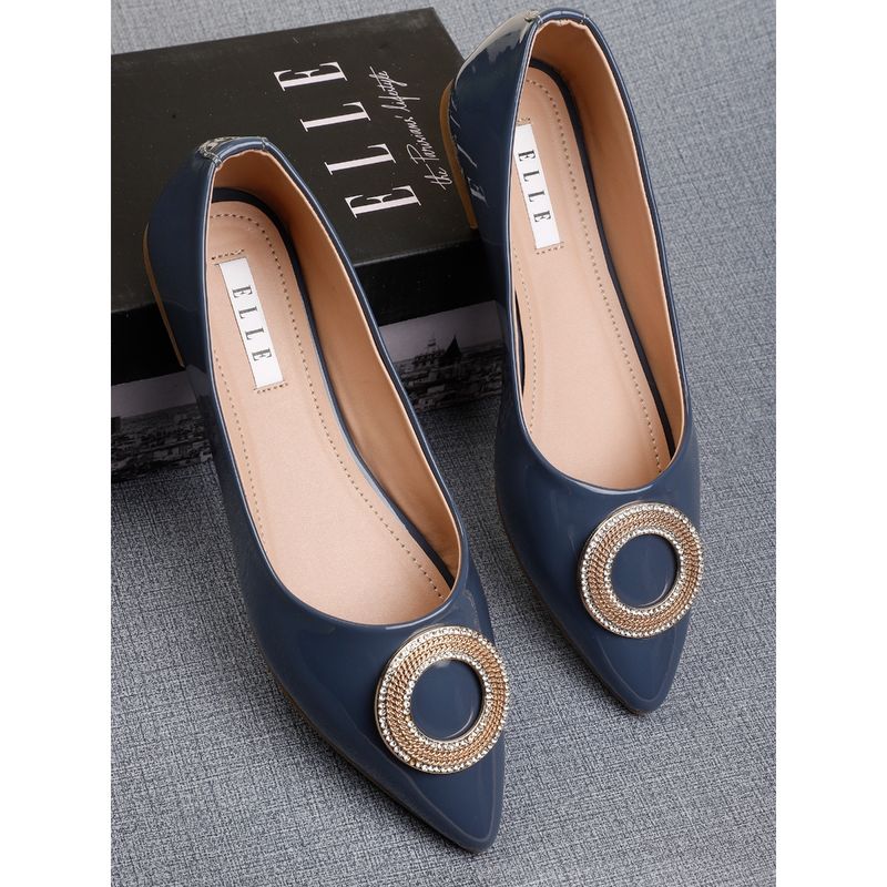 ELLE Navy Blue Women Slip On Ballerinas (EURO 36)