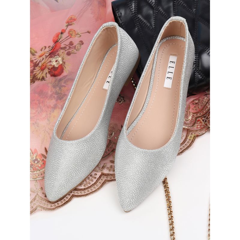 ELLE Silver Women Slip On Ballerinas (EURO 38)