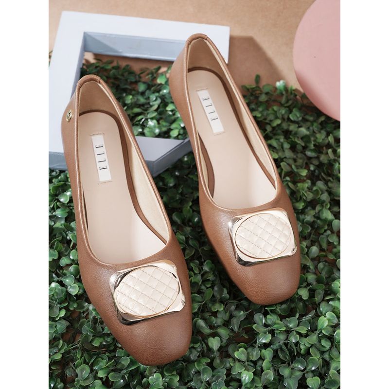 ELLE Brown Women Slip On Ballerinas (EURO 41)