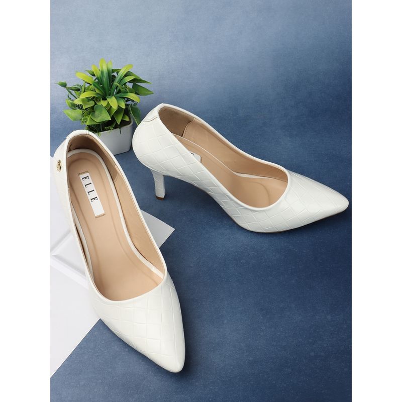 ELLE White Women Slip On Pumps (EURO 36)