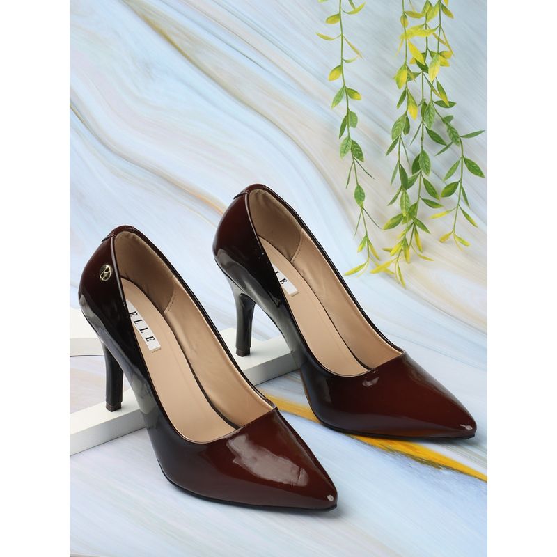 ELLE Brown Women Slip On Pumps (EURO 38)