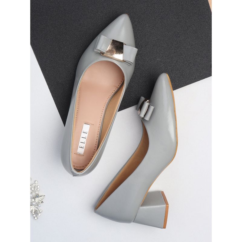 ELLE Grey Women Slip On Pumps (EURO 39)