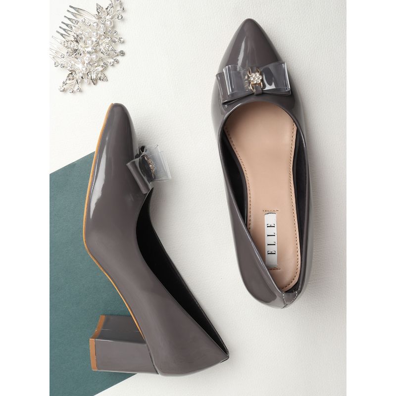 ELLE Grey Women Slip On Pumps (EURO 37)