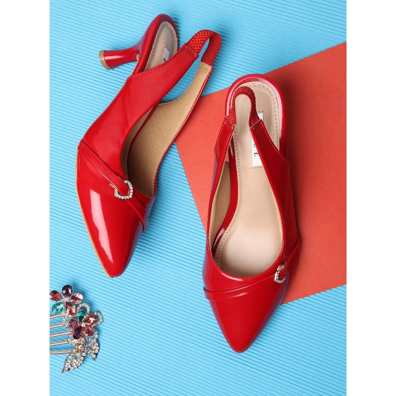 ELLE Red Women Slip On Pumps (EURO 38)