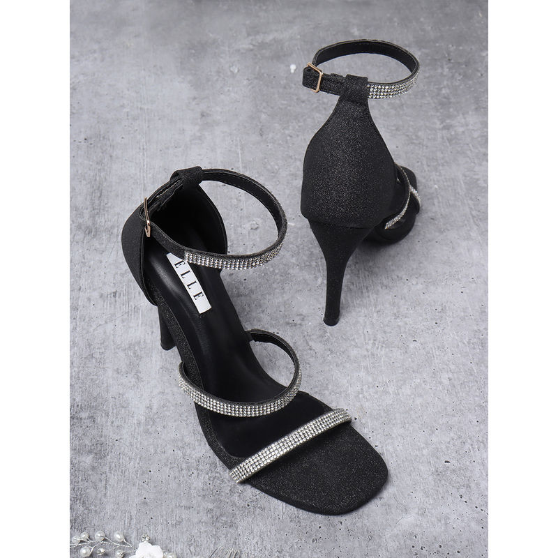 ELLE Black Women Buckle Sandals (EURO 37)