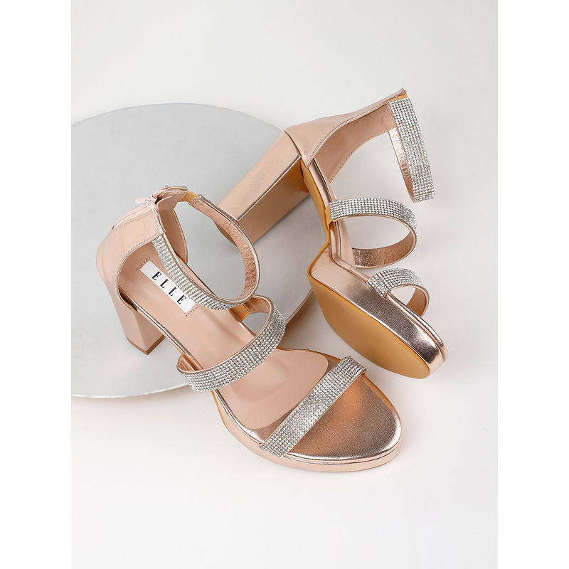 ELLE Rose Gold Women Buckle Sandals (EURO 36)