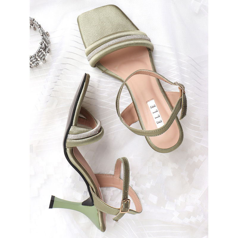 ELLE Green Women Buckle Sandals (EURO 37)