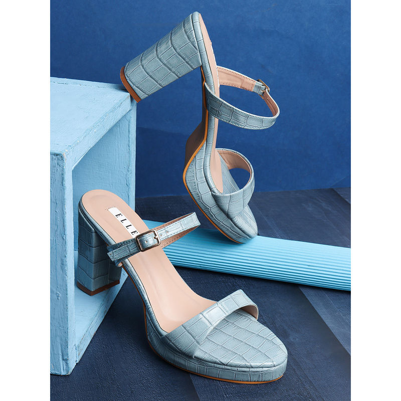 ELLE Blue Women Buckle Sandals (EURO 40)