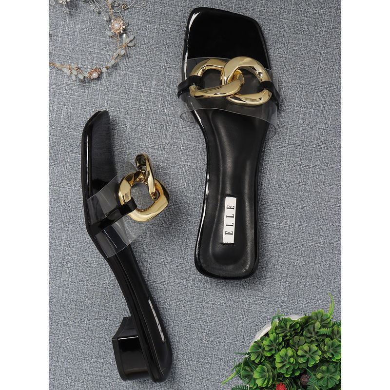 ELLE Black Women Slip On Sandals (EURO 36)