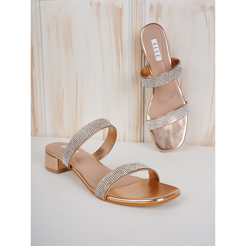 ELLE Rose Gold Women Slip On Sandals (EURO 36)