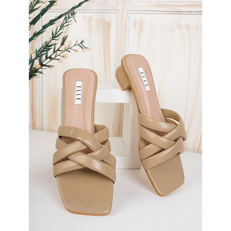 ELLE Beige Women Slip On Sandals (EURO 36)
