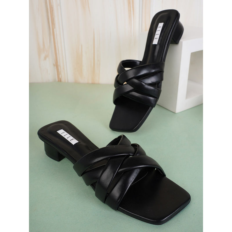 ELLE Black Women Slip On Sandals (EURO 37)