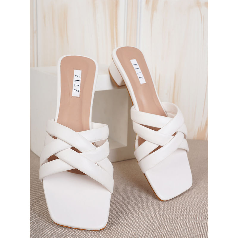 ELLE White Women Slip On Sandals (EURO 40)