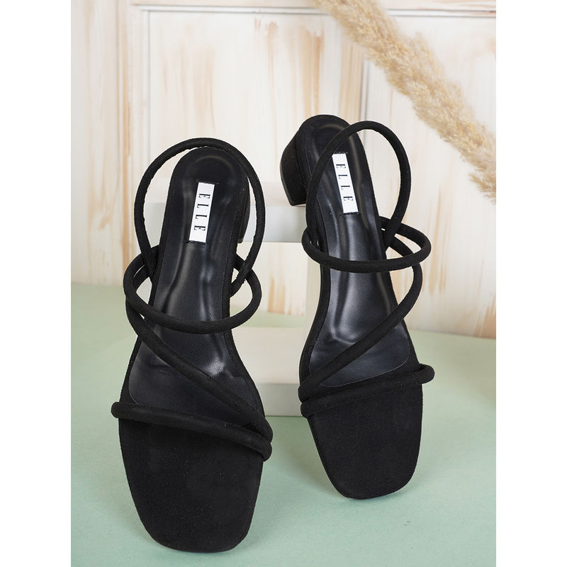 ELLE Black Women Slip On Sandals (EURO 37)