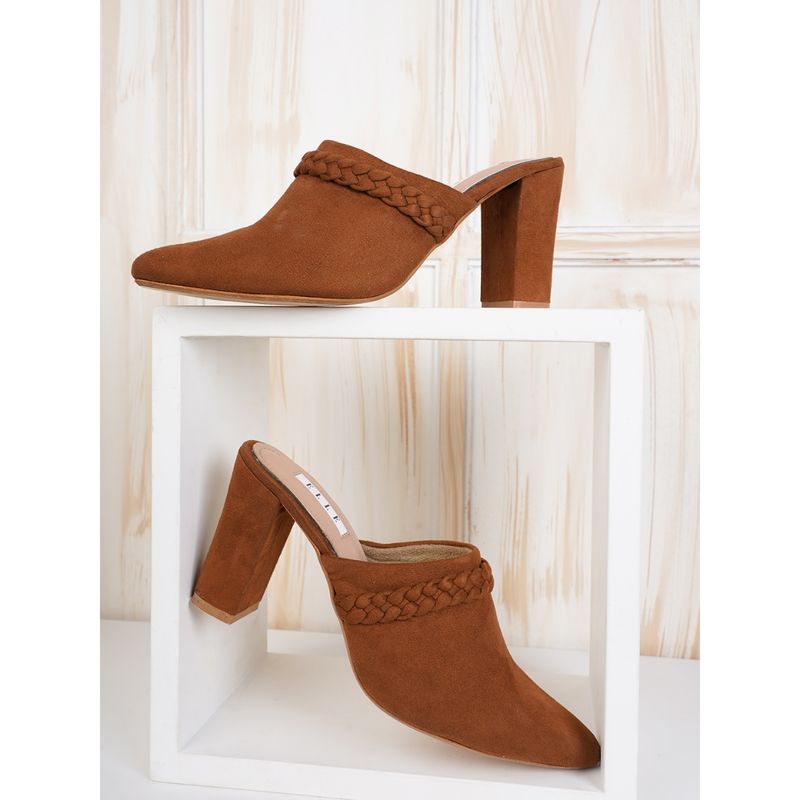 ELLE Brown Women Slip On Mules (EURO 37)