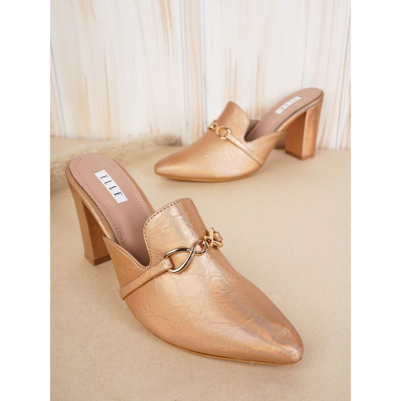ELLE Rose Gold Women Slip On Mules (EURO 36)