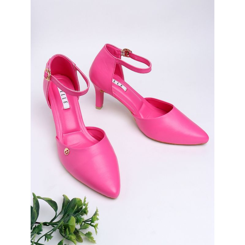 ELLE Pink Women Buckle Mules (EURO 39)