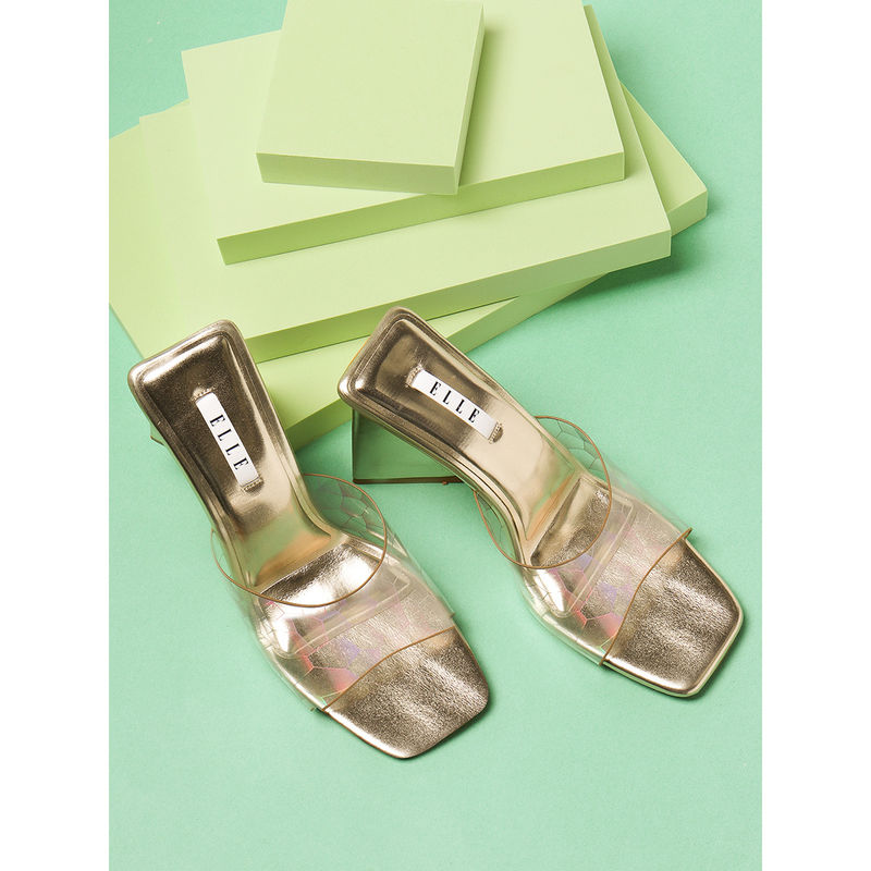 ELLE Gold Women Slip On Sandals (EURO 40)