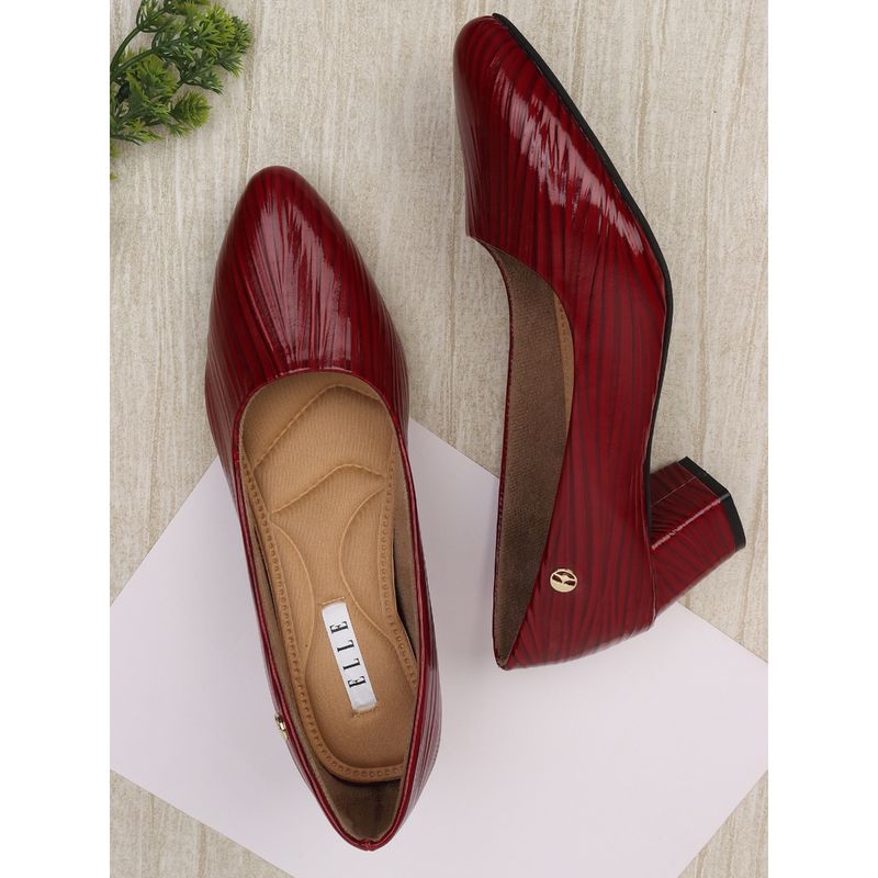 ELLE Maroon Women Slip On Pumps (EURO 36)