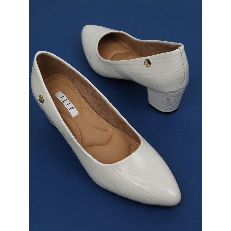 ELLE White Women Slip On Pumps (EURO 36)