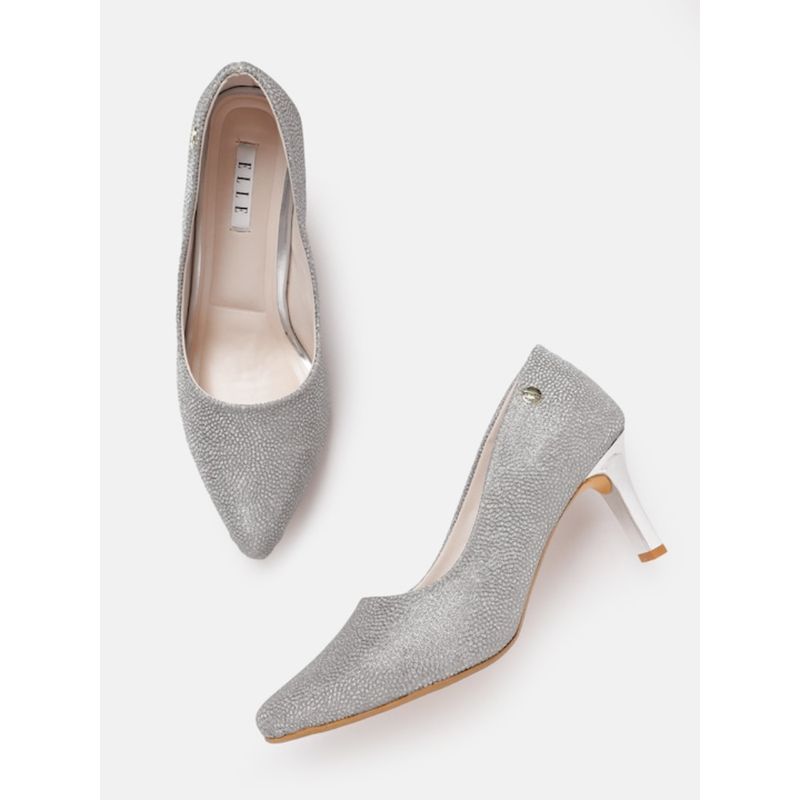 ELLE Silver Women Slip On Pumps (EURO 36)