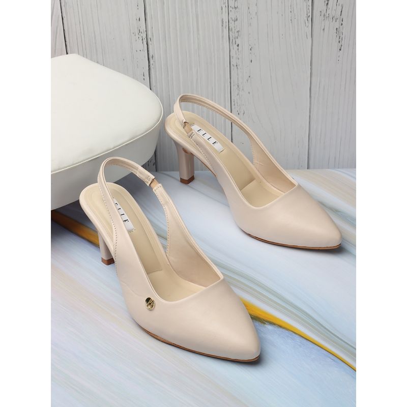 ELLE Cream Women Slip On Pumps (EURO 40)