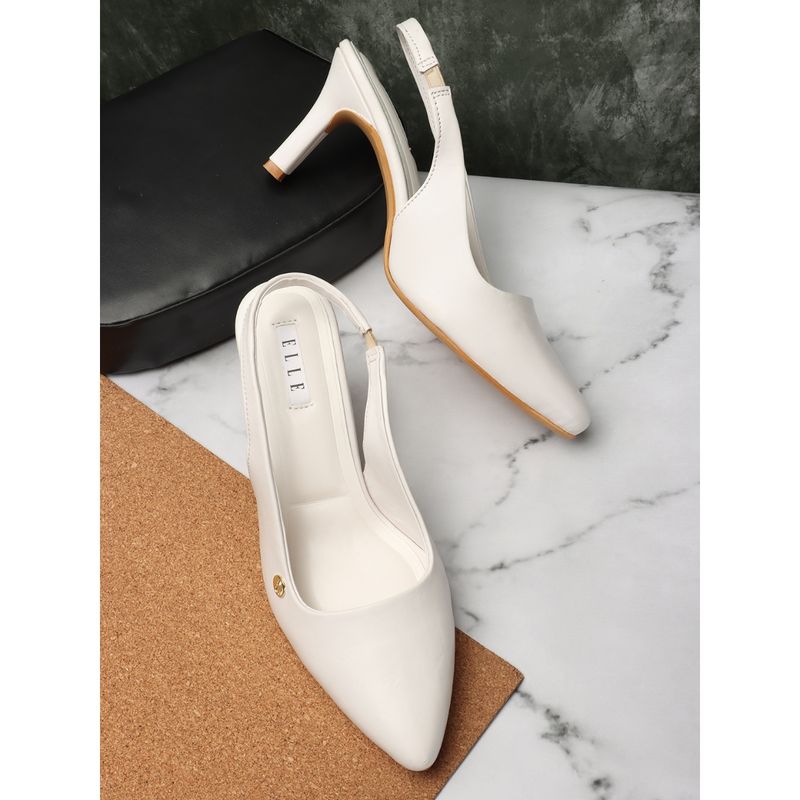 ELLE White Women Slip On Pumps (EURO 40)