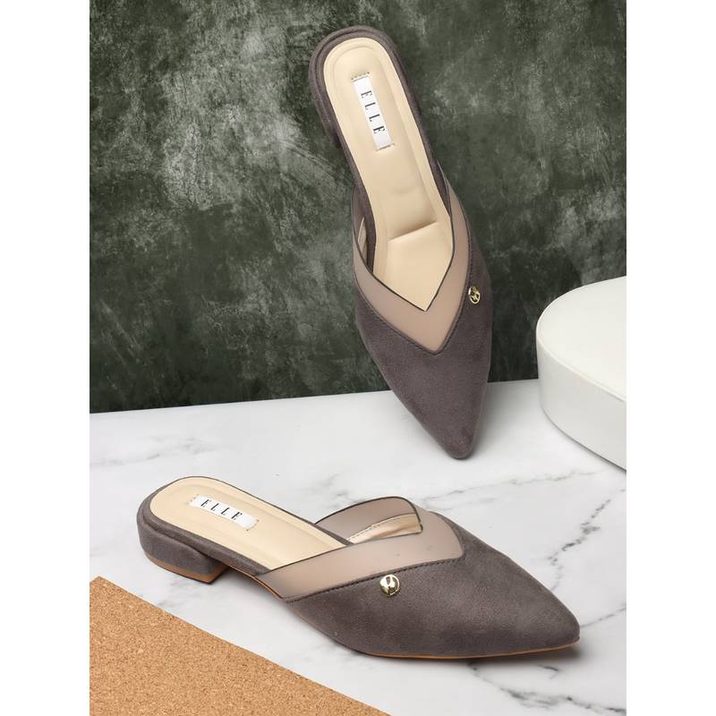 ELLE Grey Women Slip On Mules (EURO 36)