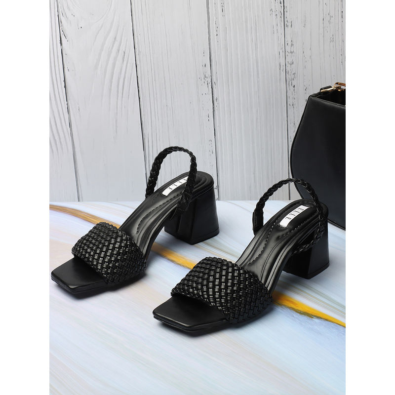 ELLE Black Women Slip On Sandals (EURO 39)