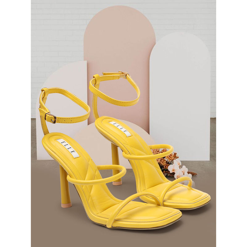 ELLE Yellow Women Buckle Sandals (EURO 39)