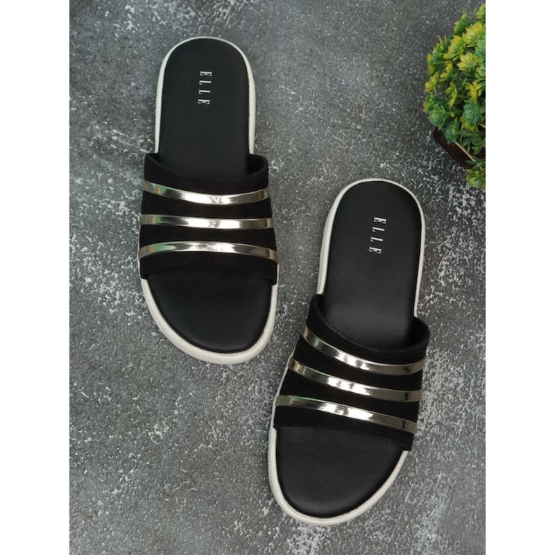ELLE Black Women Slip On Sliders (EURO 37)