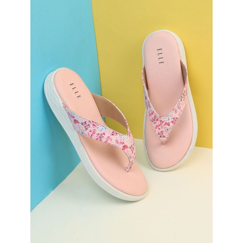 ELLE Pink Women Slip On Flipflops (EURO 38)