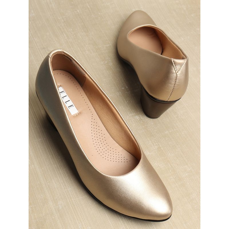 ELLE Gold Women Slip On Pumps (EURO 37)