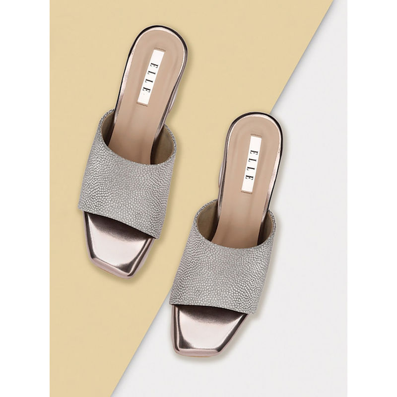 ELLE Silver Women Slip On Sandals (EURO 38)