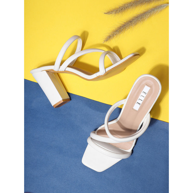 ELLE White Women Slip On Sandals (EURO 36)