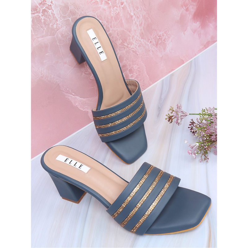 ELLE Navy Blue Women Slip On Sandals (EURO 36)