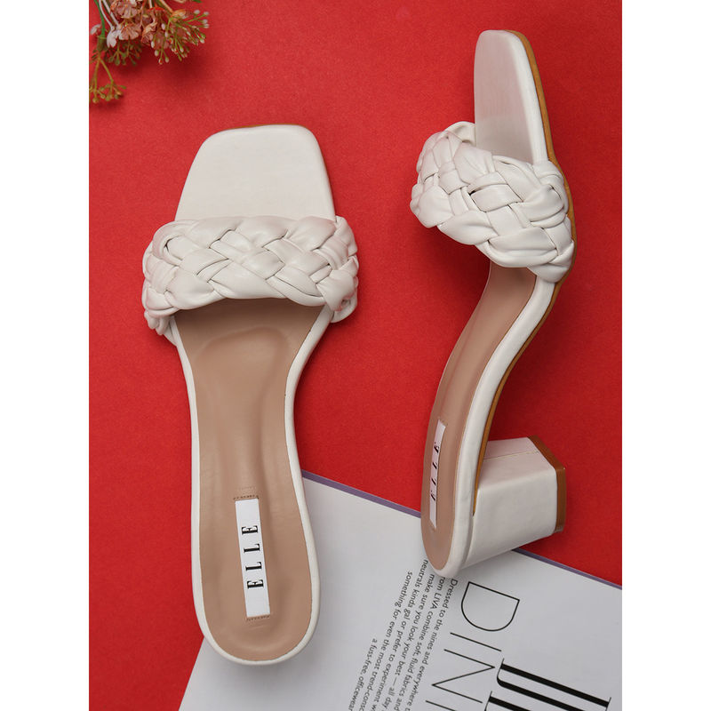 ELLE White Women Slip On Sandals (EURO 40)