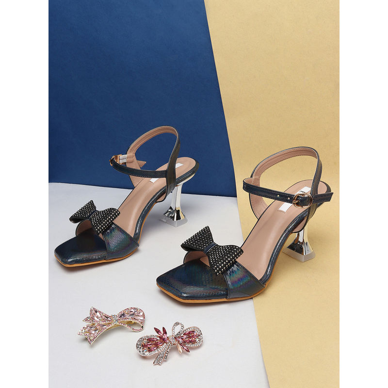 ELLE Black Women Buckle Sandals (EURO 37)