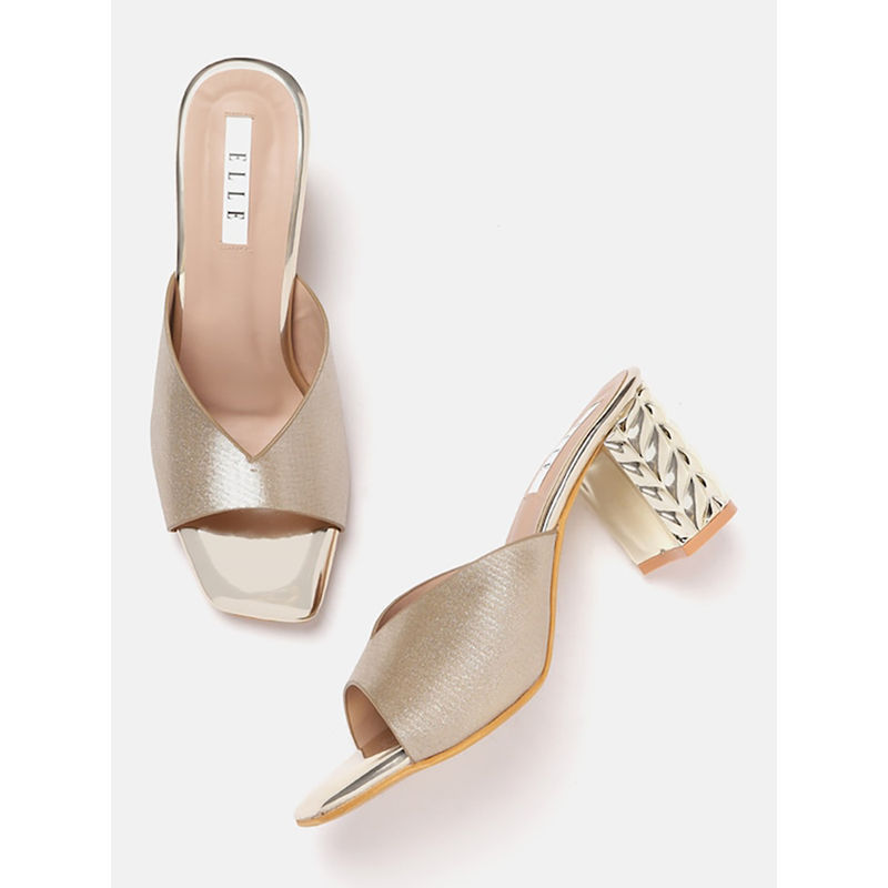 ELLE Gold Women Slip On Sandals (EURO 36)