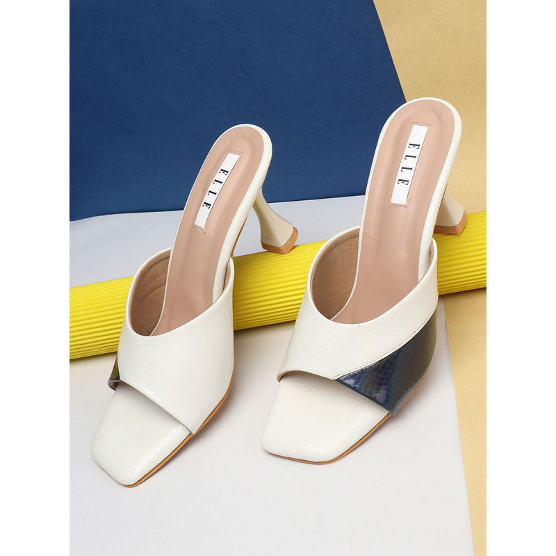 ELLE White Women Slip On Sandals (EURO 38)