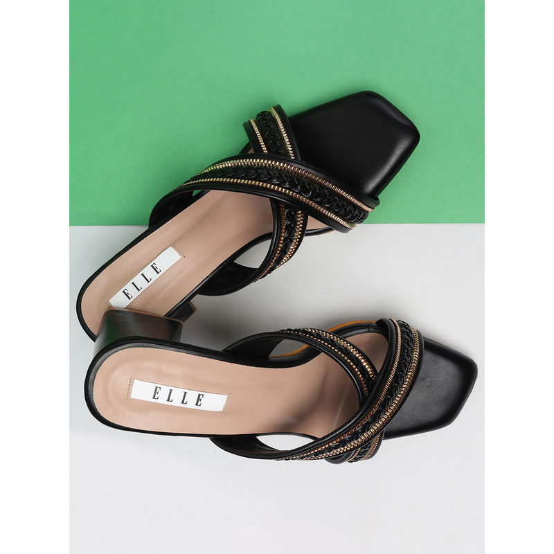 ELLE Black Women Slip On Sandals (EURO 36)