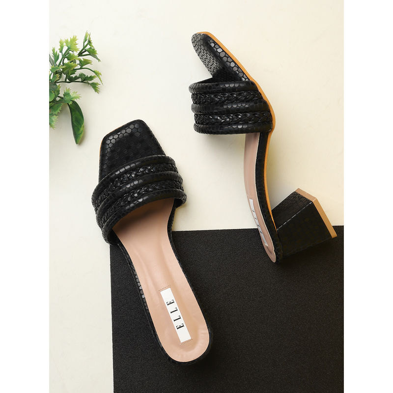 ELLE Black Women Slip On Sandals (EURO 41)