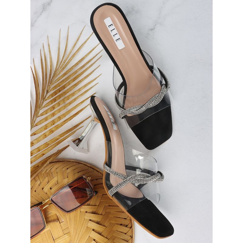 ELLE Black Women Slip On Sandals (EURO 37)