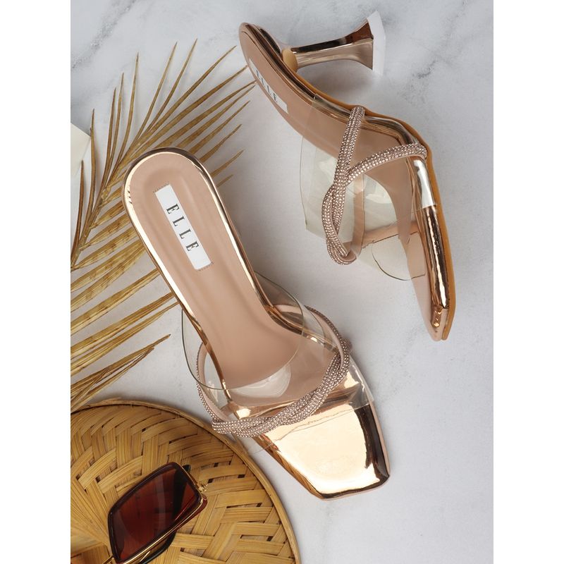 ELLE Rose Gold Women Slip On Sandals (EURO 37)