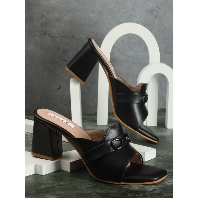 ELLE Black Women Slip On Sandals (EURO 39)