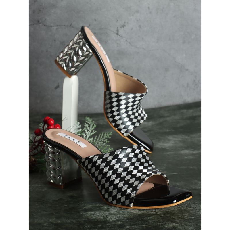 ELLE Black Women Slip On Sandals (EURO 38)