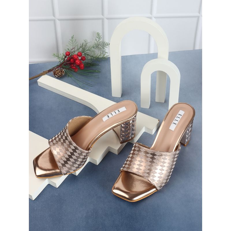 ELLE Rose Gold Women Slip On Sandals (EURO 36)