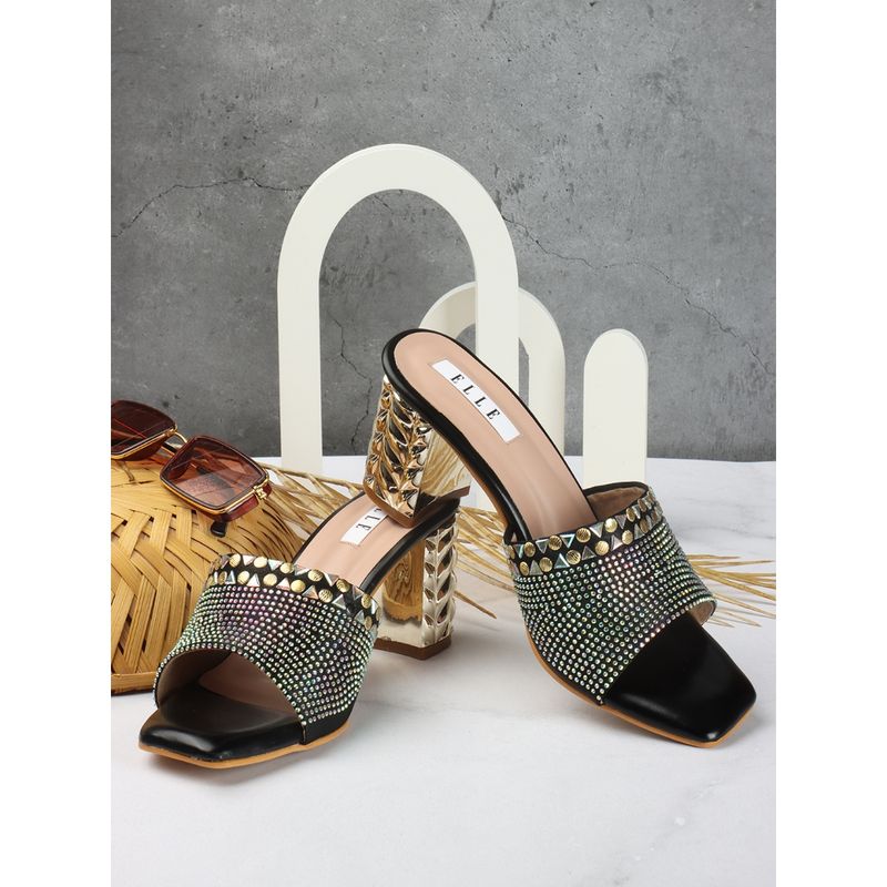 ELLE Black Women Slip On Sandals (EURO 36)